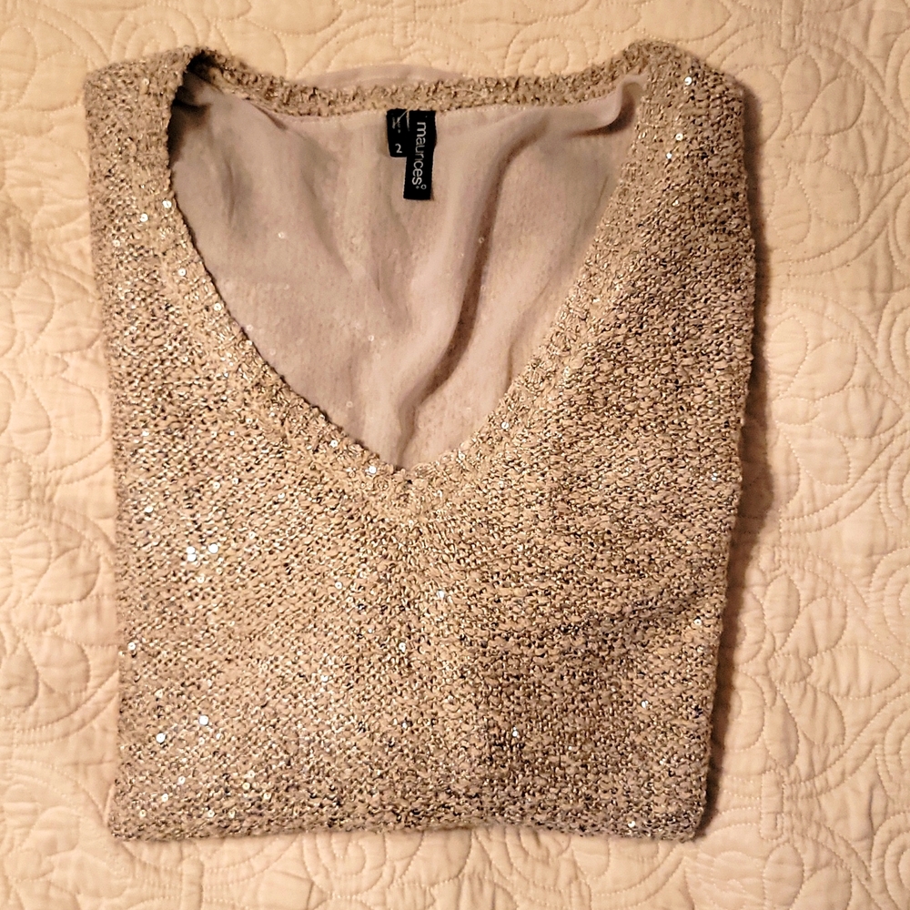 Maurices Sweater, Sparkling Champagne, 2X.